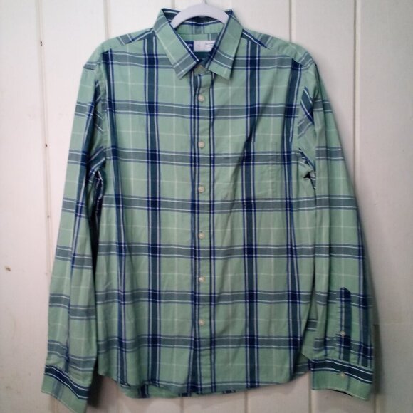 Old Navy Shirt Men L Everyday Shirt Slim Fit Long Sleeve Button Up Plaid - Picture 2 of 15